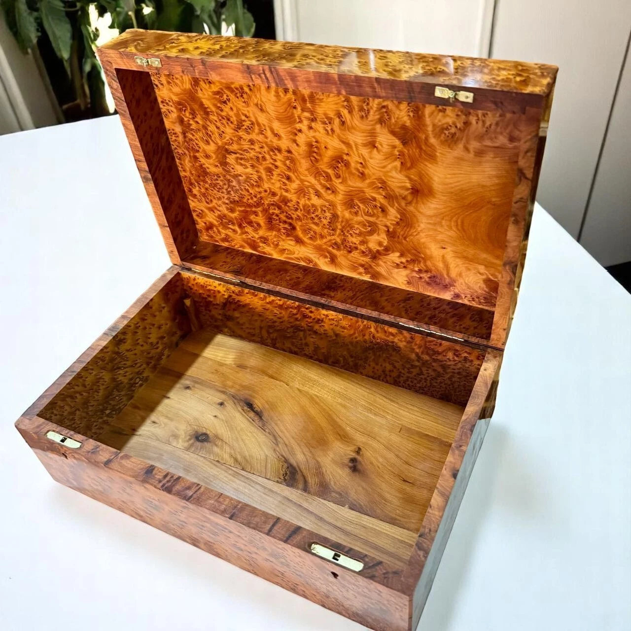 Large Burl Thuya Wood Jewelry Box with Key – Handcrafted Organizer from Morocco | eBay