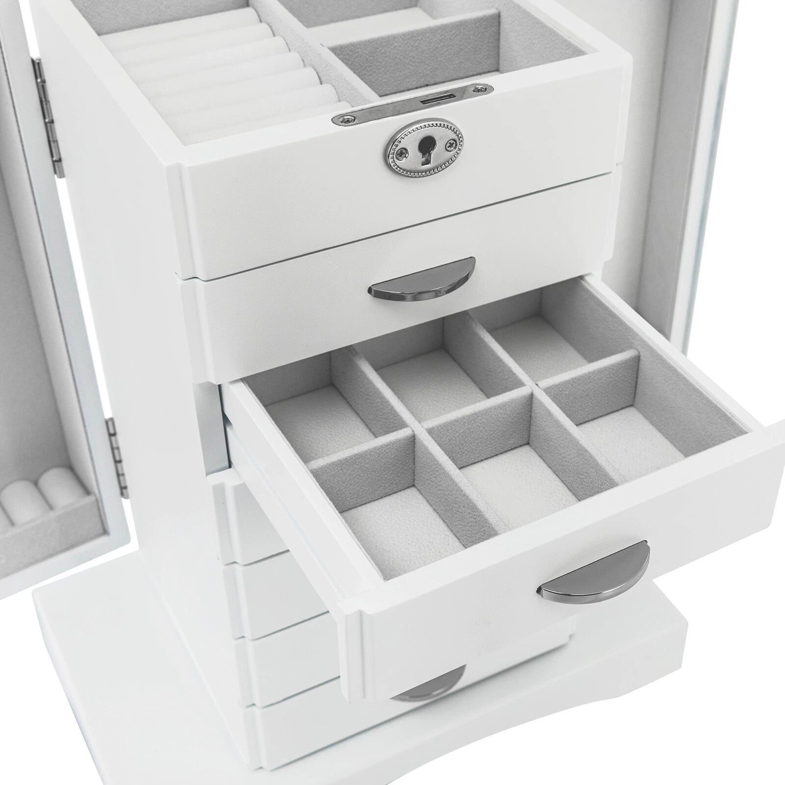 Jewelry Box MDF Ring Jewelry Storage Case Large Organizer w/ Drawer 7 Layers | eBay