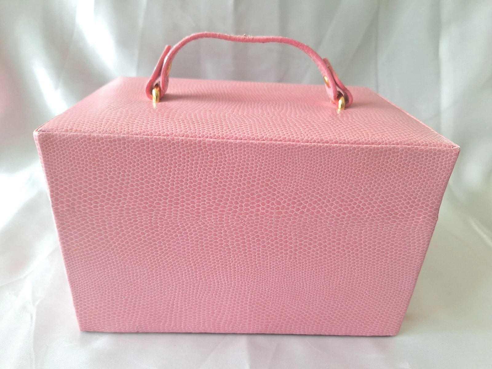 Budd Leather Pink Jewelry Box Vintage Girls Carry Handle Fifties Look Well- Made | eBay