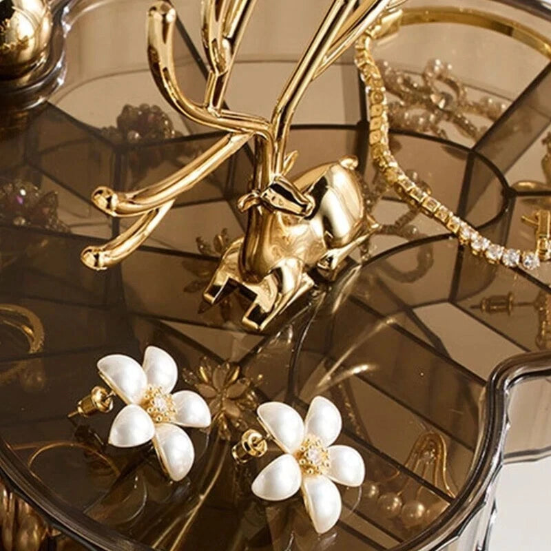 Rotating Elegant Deer Jewelry Storage Box Desktop Office Bedroom Collection | eBay