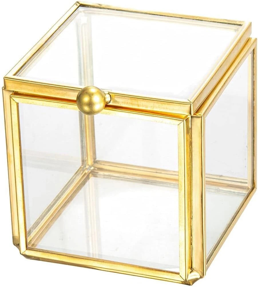 Small Glass Jewelry Trinket Box Ornate Rings Earrings Display Shadow Box | eBay