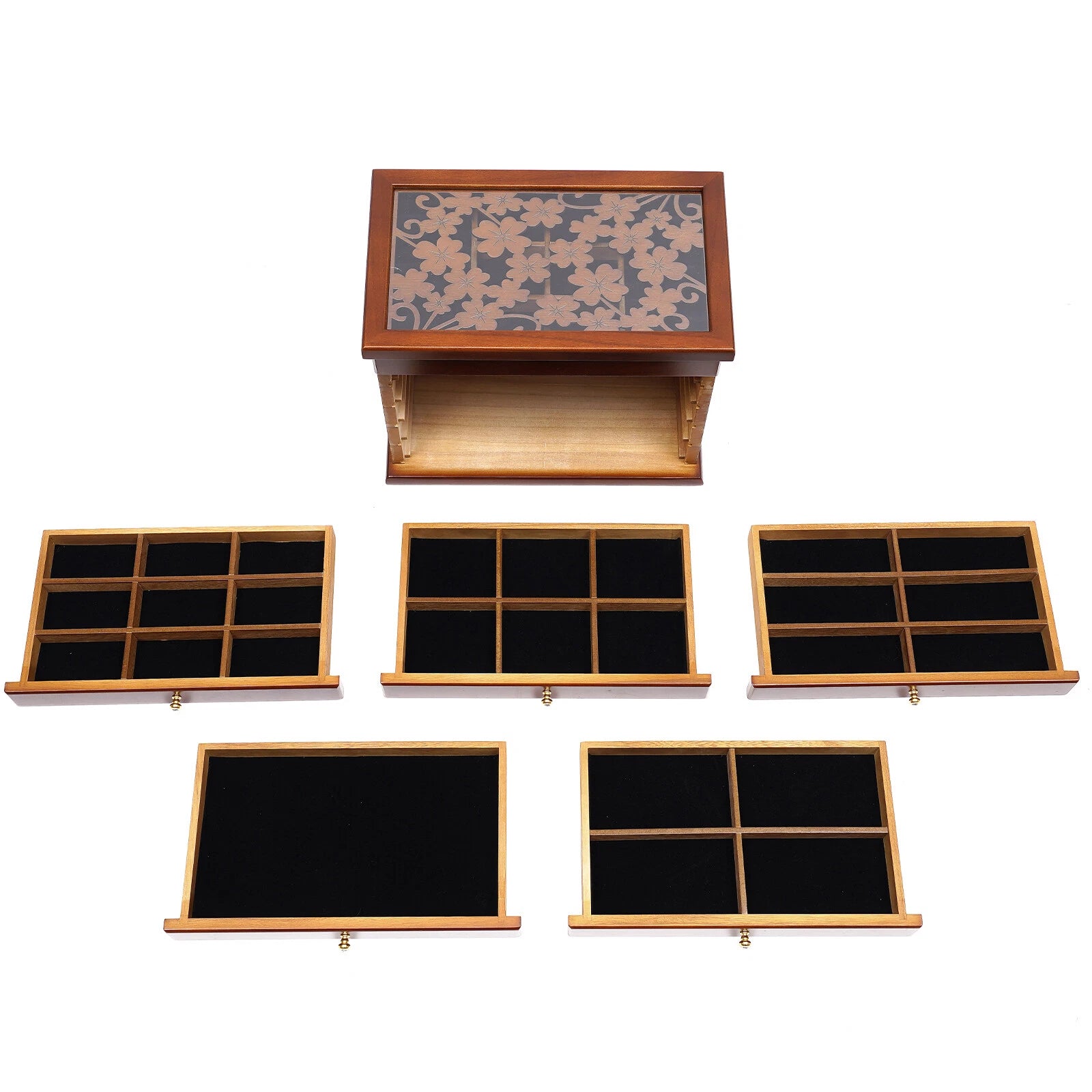 6 Layers Brown Jewelry Storage Box Organizer Cabinet Wood Jewelry Necklace Chest | eBay