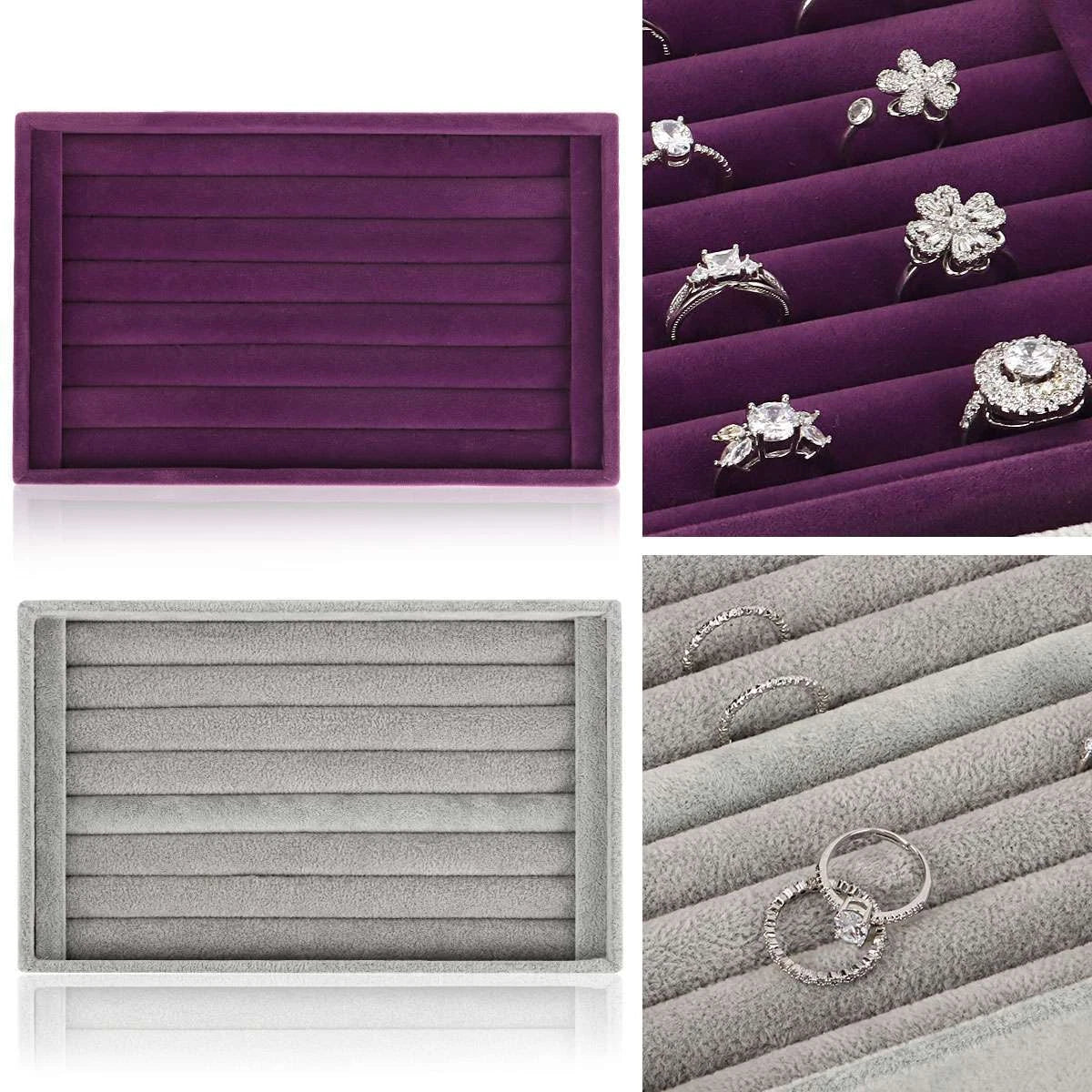 Jewelry Ring Display Organizer Case Holder Earring Storage Tray Velvet show Box | eBay