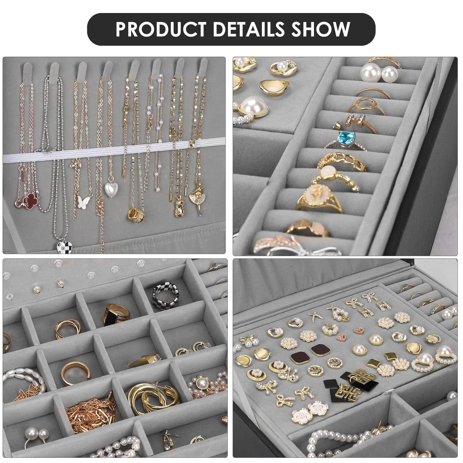 Jewelry Box, Jewelry Boxes for Women & Men with PU Leather, 2 Layer Large Jew... | eBay