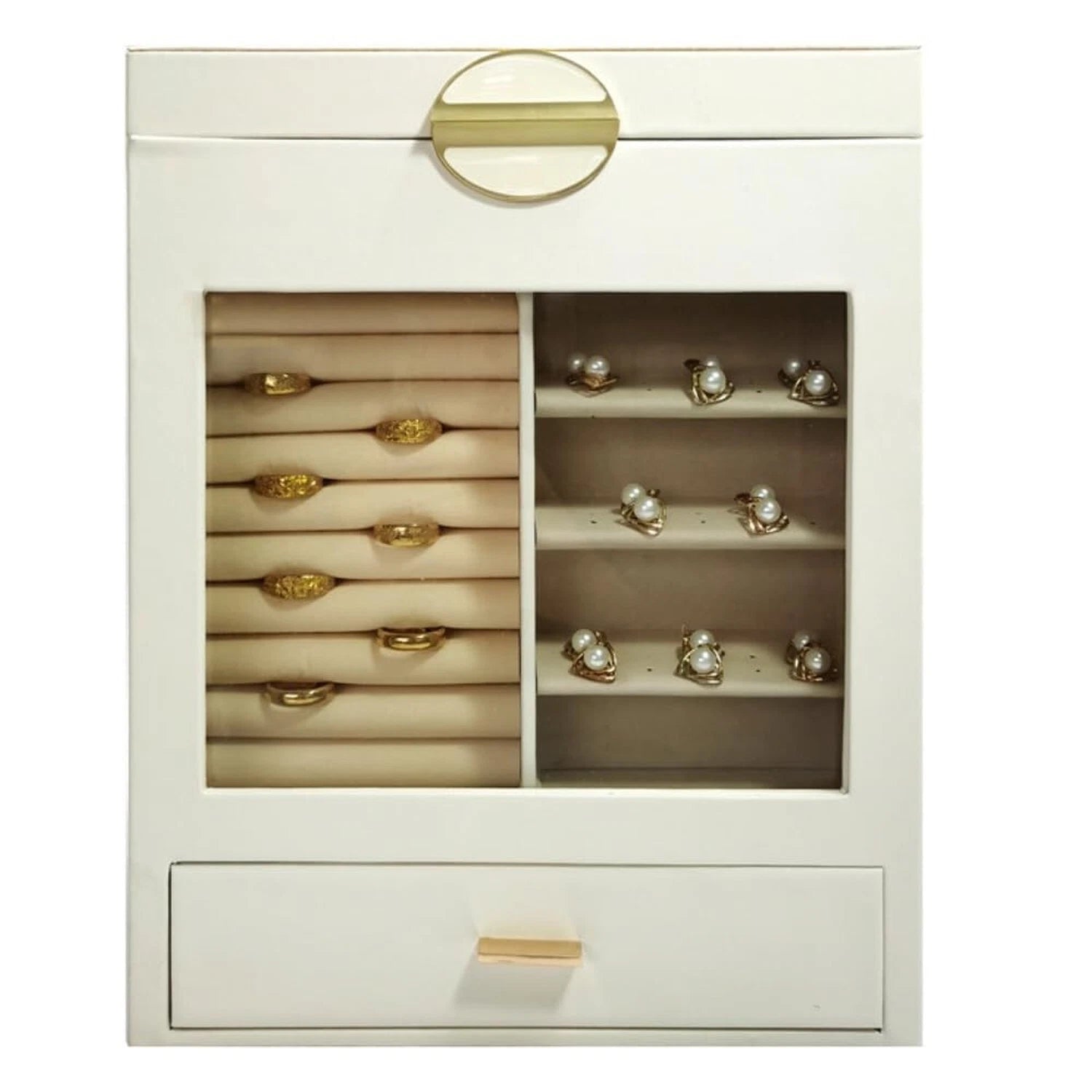 Large Beige Jewelry Box Organizer Perfect for Dresser Jewelry Box Display Cas... | eBay