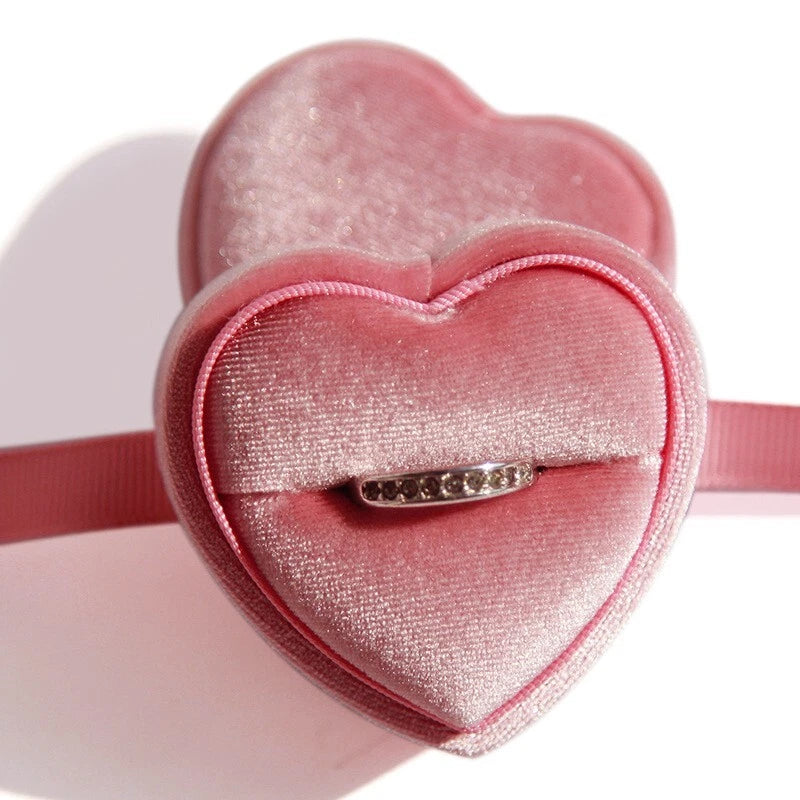 Pink Velvet Ring Box Jewellery Storage Box With Ribbon Marriage Proposal AUSTOCK | eBay