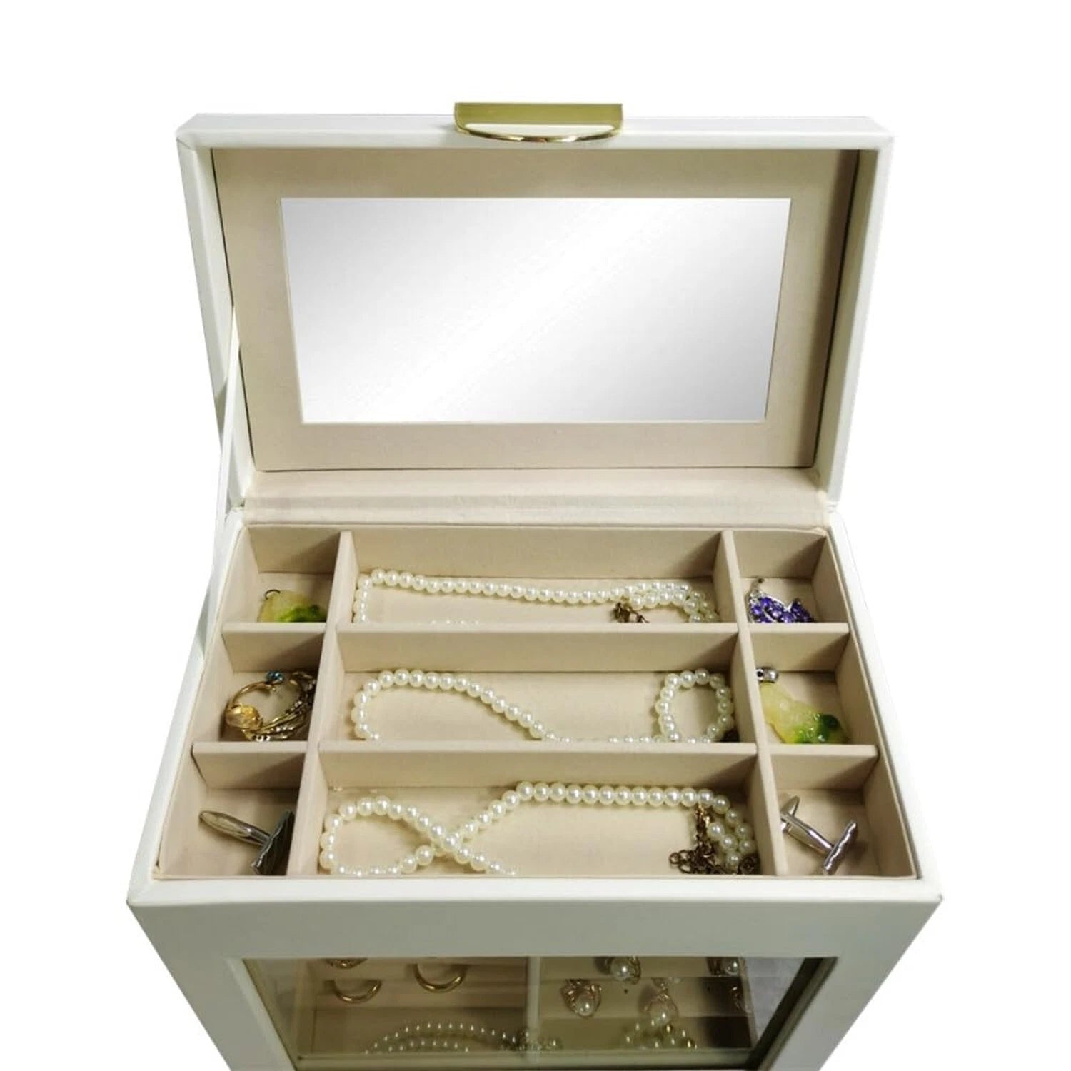 Large Beige Jewelry Box Organizer Perfect for Dresser Jewelry Box Display Cas... | eBay