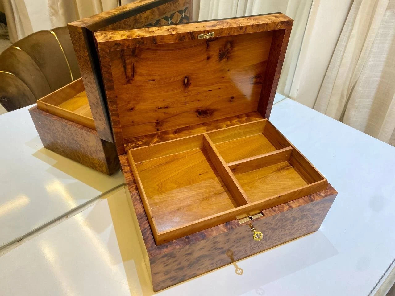Big Moroccan jewellery Box lockable thuya wooden Jewelry Gift Box organizer | eBay