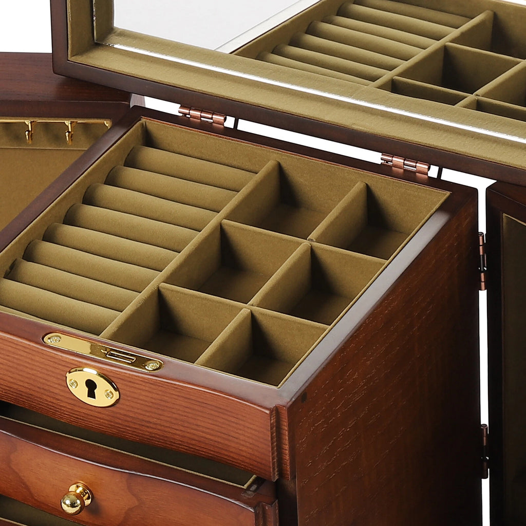 5 - Layer Jewelry Box 4 Drawers Wooden Large For Wowen W/ Mirror Organizer Box | eBay