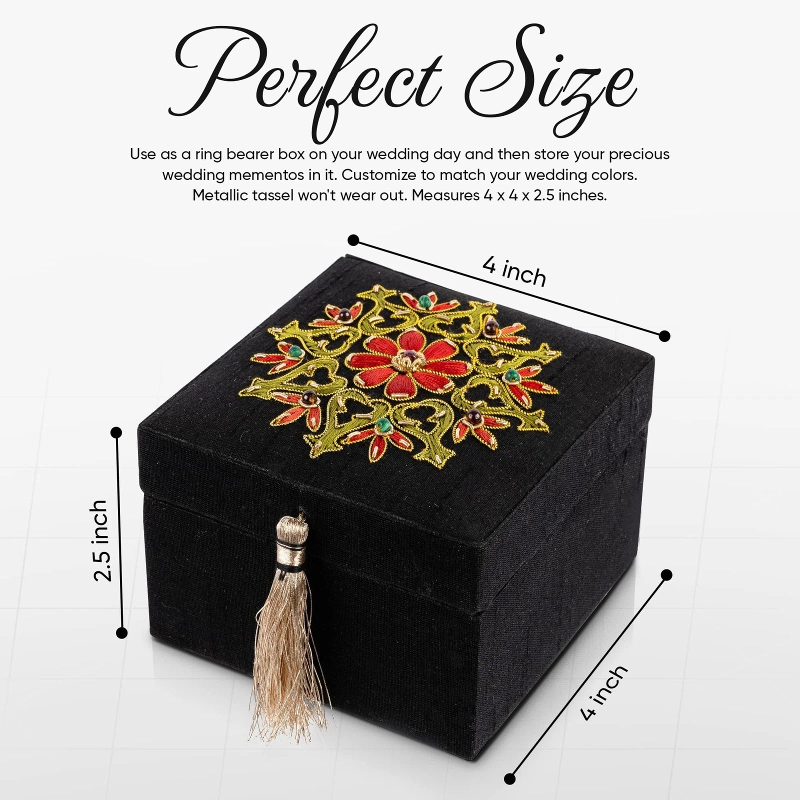 Handmade Embroidered Jewelry Storage Box with Ruby Gemstone, Small Decorative... | eBay
