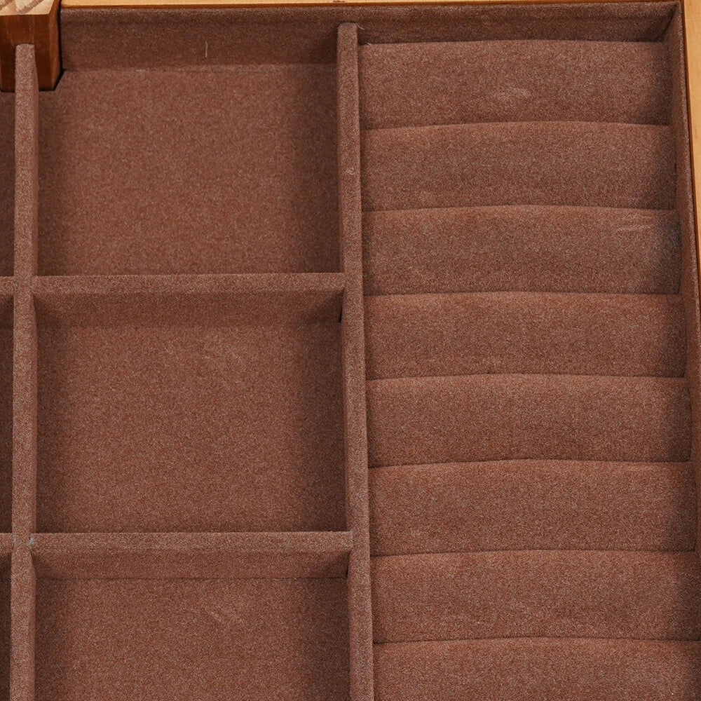 Large Capacity Wooden Jewelry Box 3 Layers + Safe Lock Retro Organizer Case | eBay