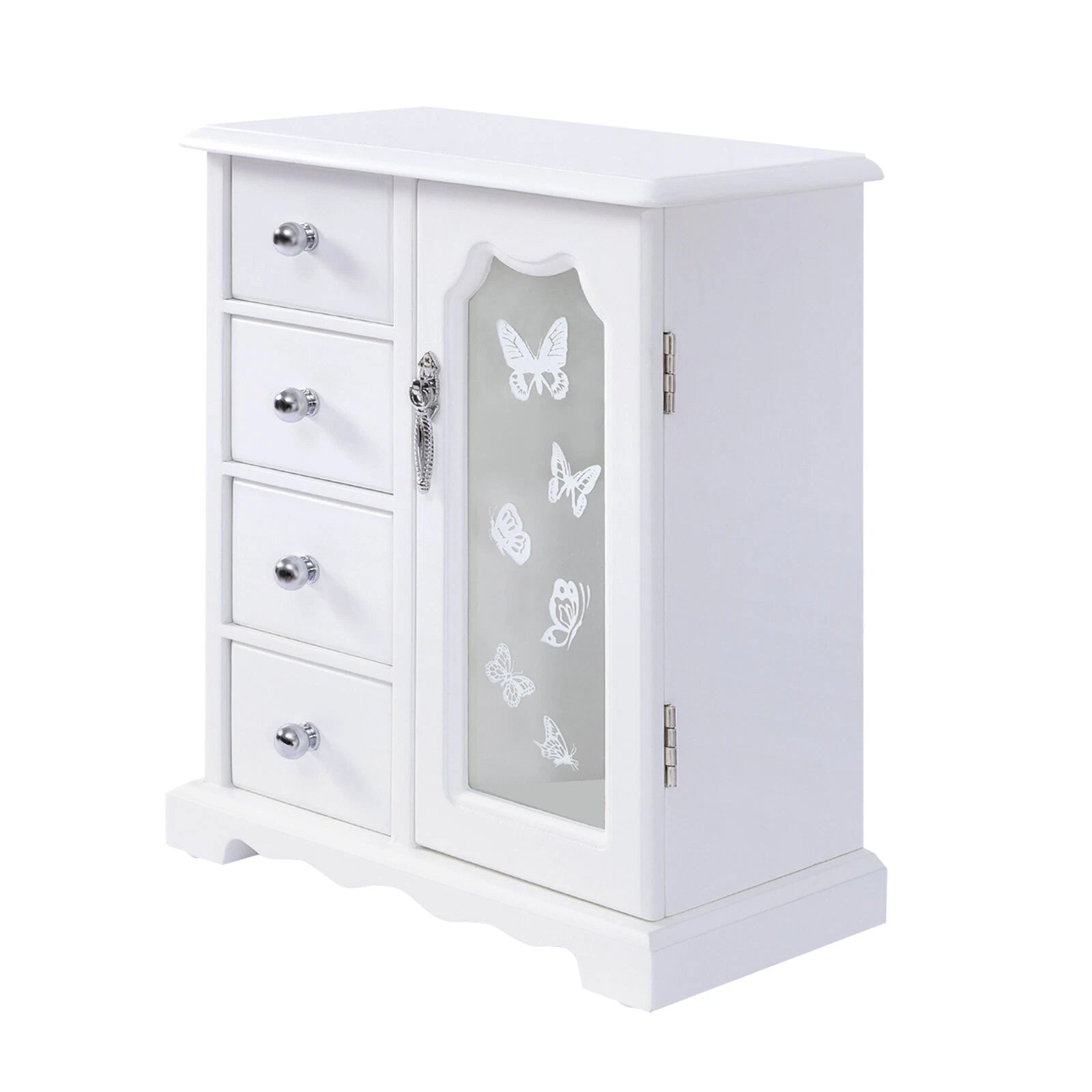 Jewelry Box for Women, White Jewelry Organizer Box with Mirror & 4 Drawers | eBay