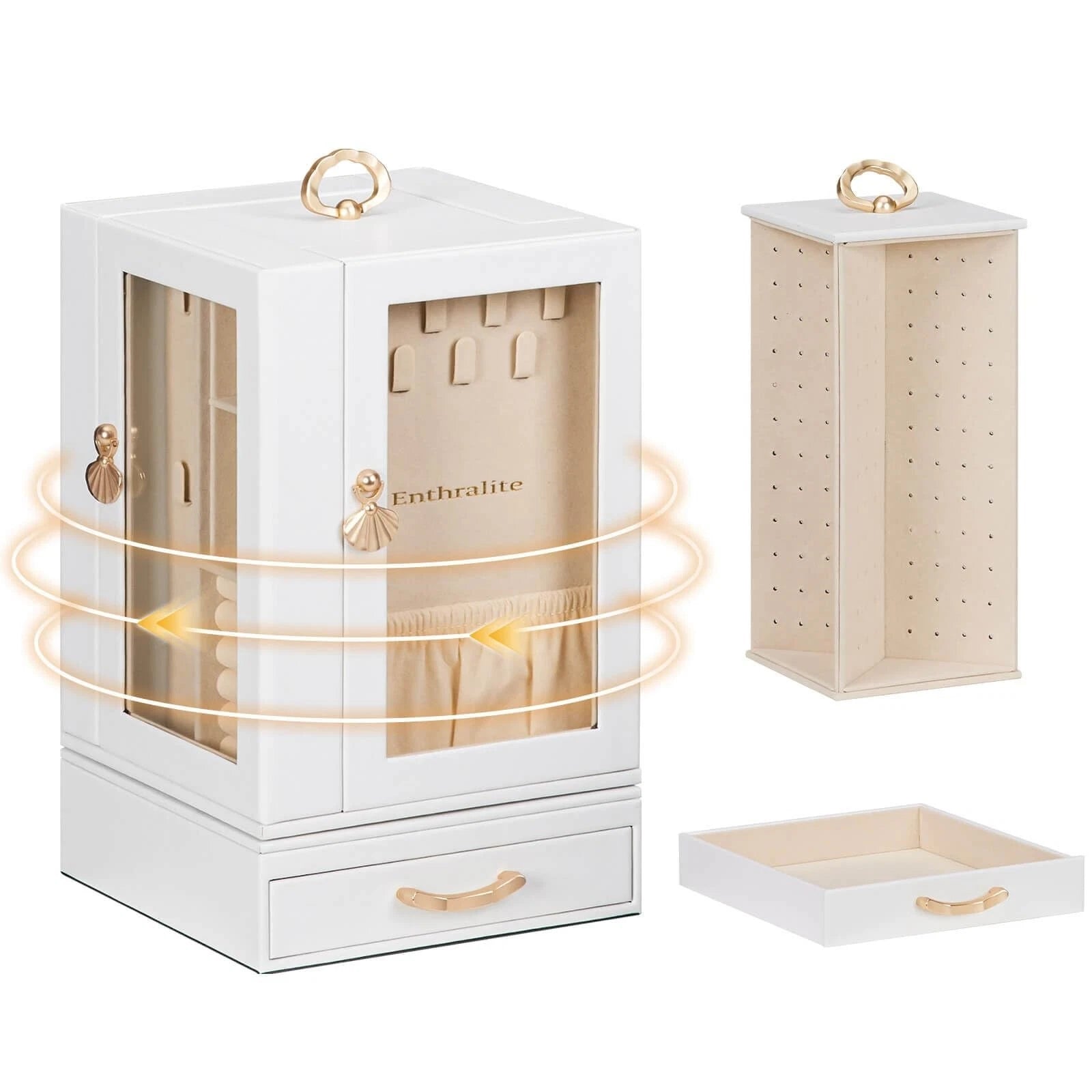 Jewelry Box large for Dresser: Women Necklace Ring Storage Organizer with Com... | eBay