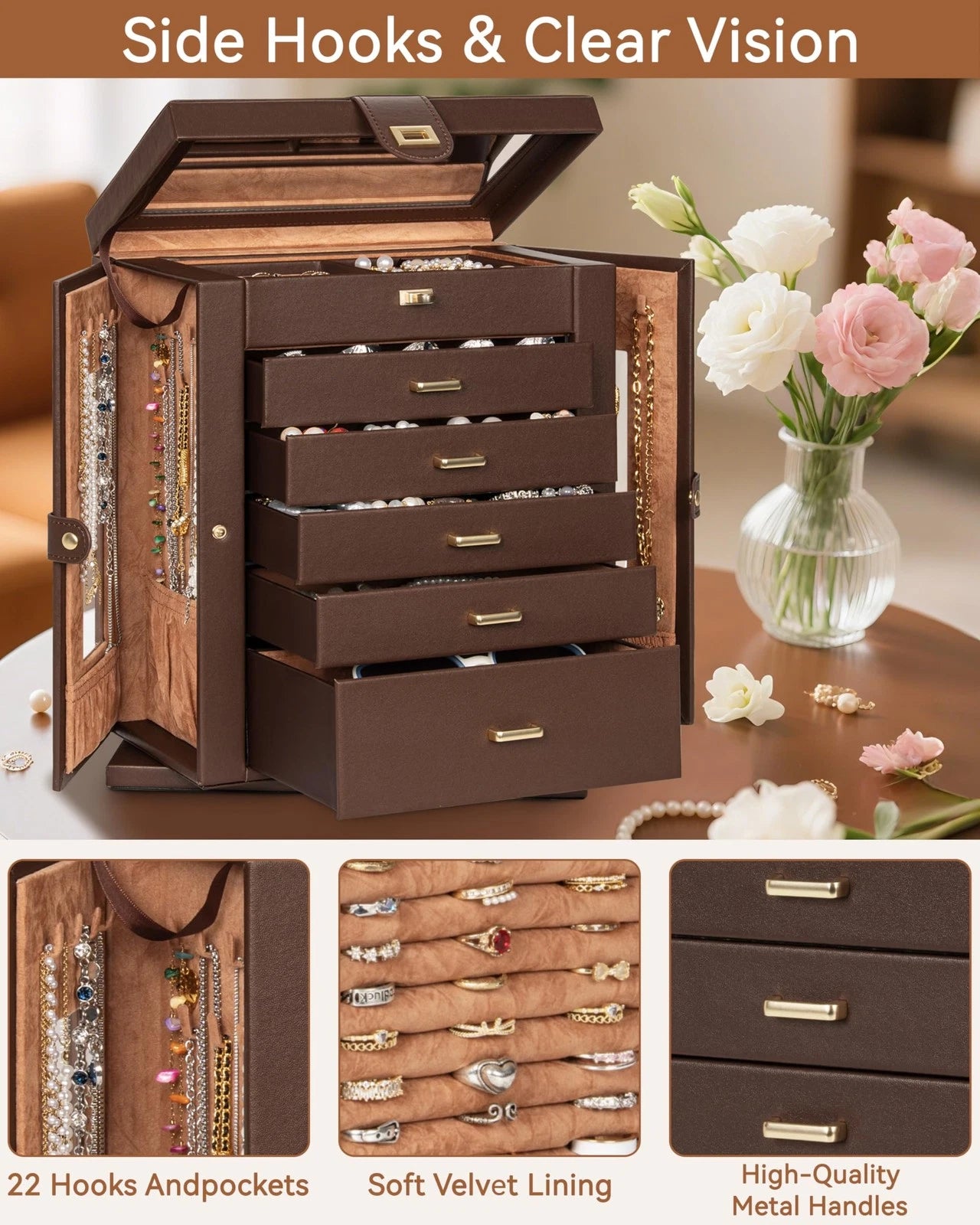 360° Rotating Jewelry Box 6-Tier Organizer Functional Jewelry Storage Case fo... | eBay