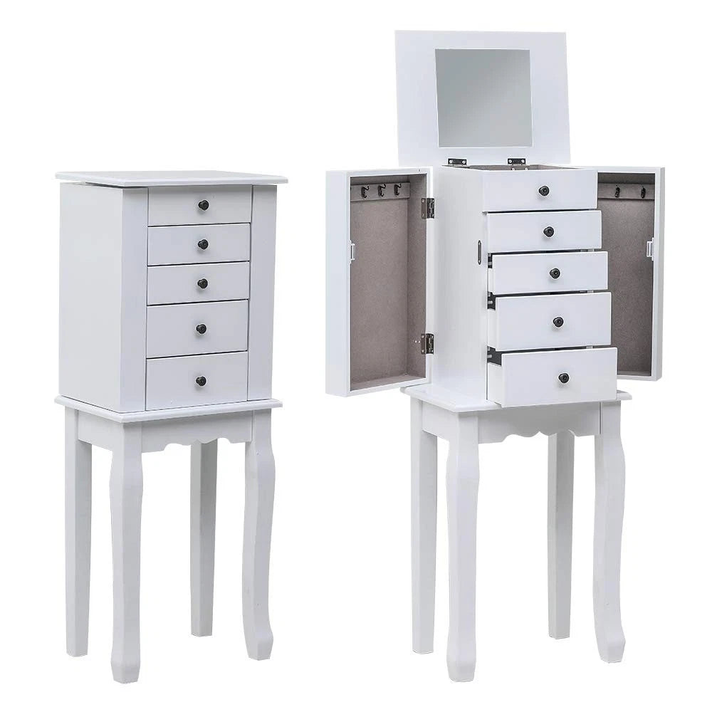 MTFY Standing Jewelry Armoire Cabinet with Mirror,Jewellery Box Organizer Chest | eBay