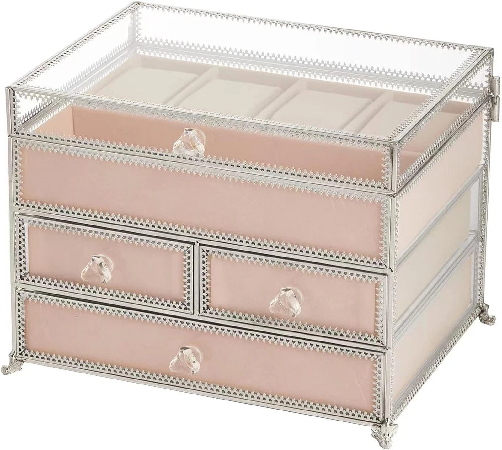 Hersoo Jewelry Box Mirrored Watch Organizer Necklace Ring Earring Storage/Gla... | eBay