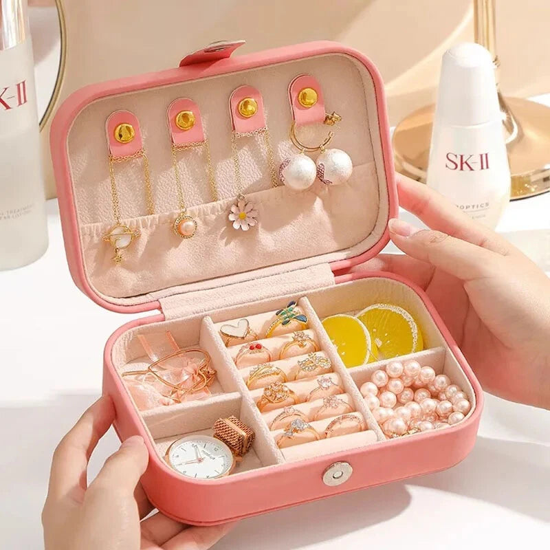 Portable Jewelry Storage Box Necklace Ring Earrings Organizer Holder | eBay