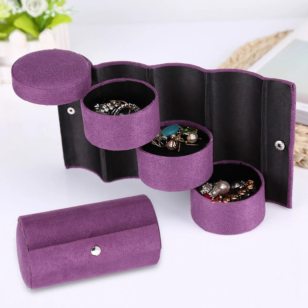 (Purple)Portable 3 Layers Cylinder Shaped Jewelry Storage Box Organizer For US | eBay