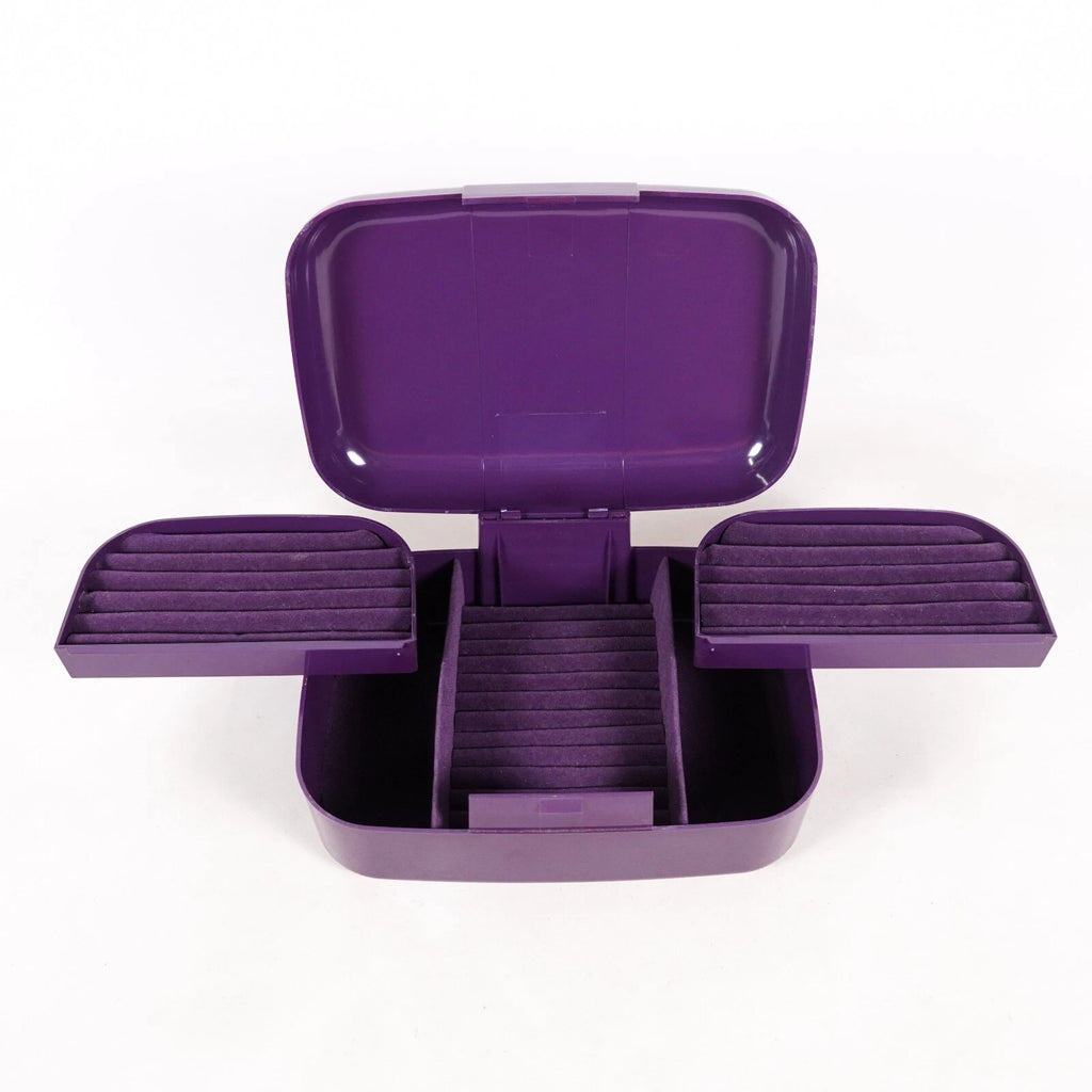 Purple Jewelry Box Organizer Plastic Storage Container Travel Case Foldable | eBay