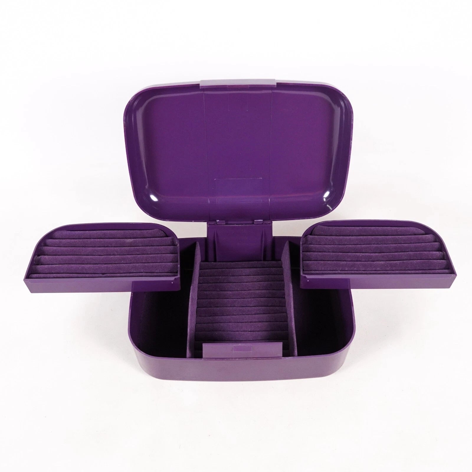 Purple Jewelry Box Organizer Plastic Storage Container Travel Case Foldable | eBay