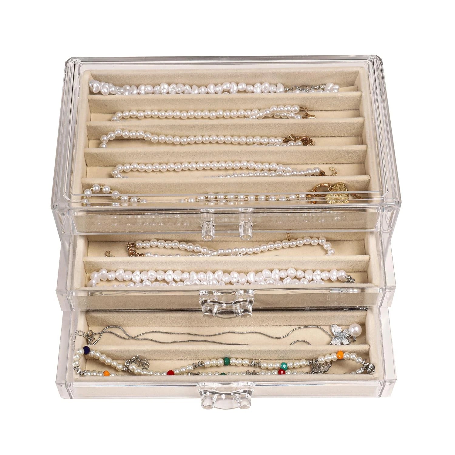 Necklace Organizer Box with Clear Lid, Dustproof Velvet Jewelry Holder Storag... | eBay