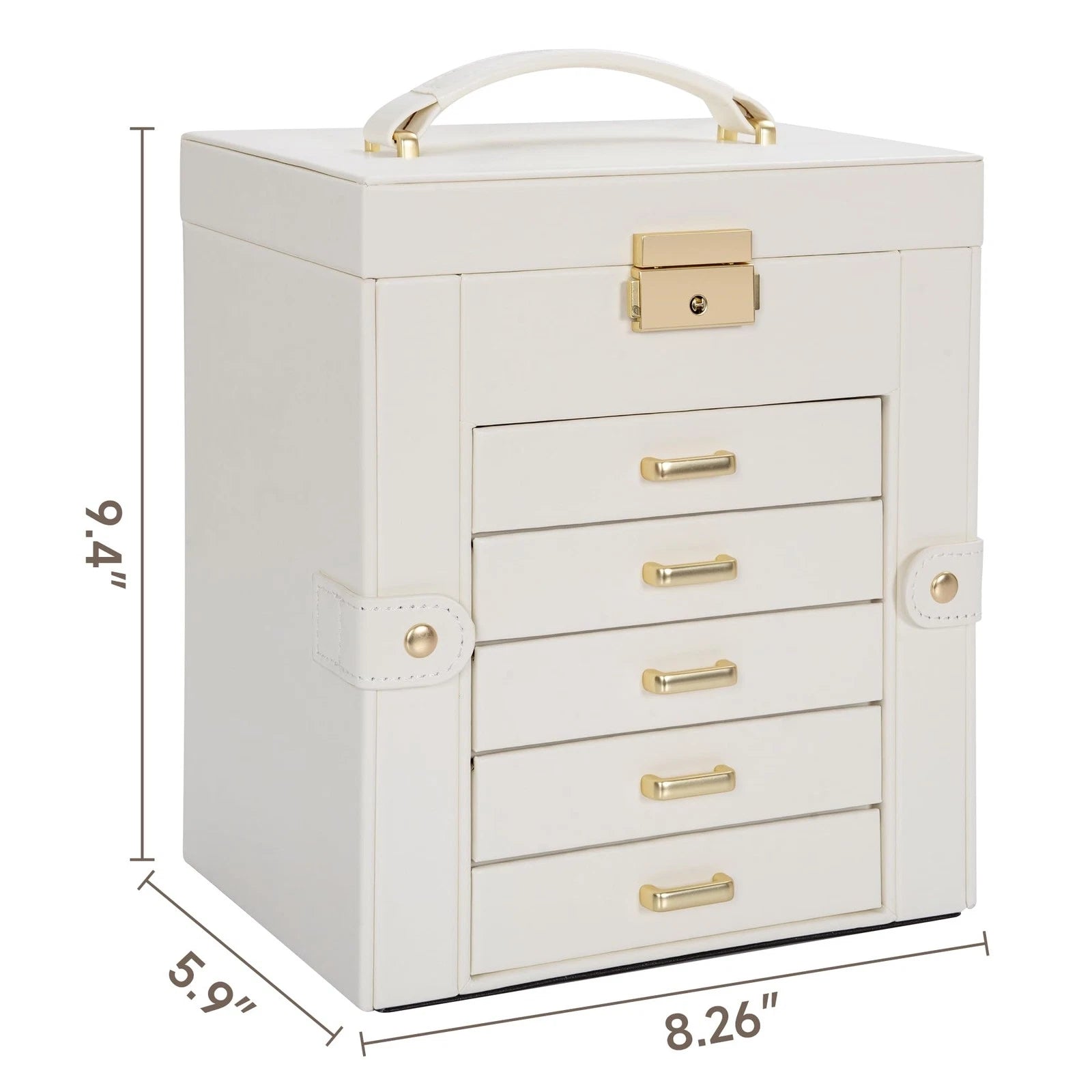 Large Jewelry Box for Women, Leather Jewelry Organizer with Mirror & Lock, 6-... | eBay
