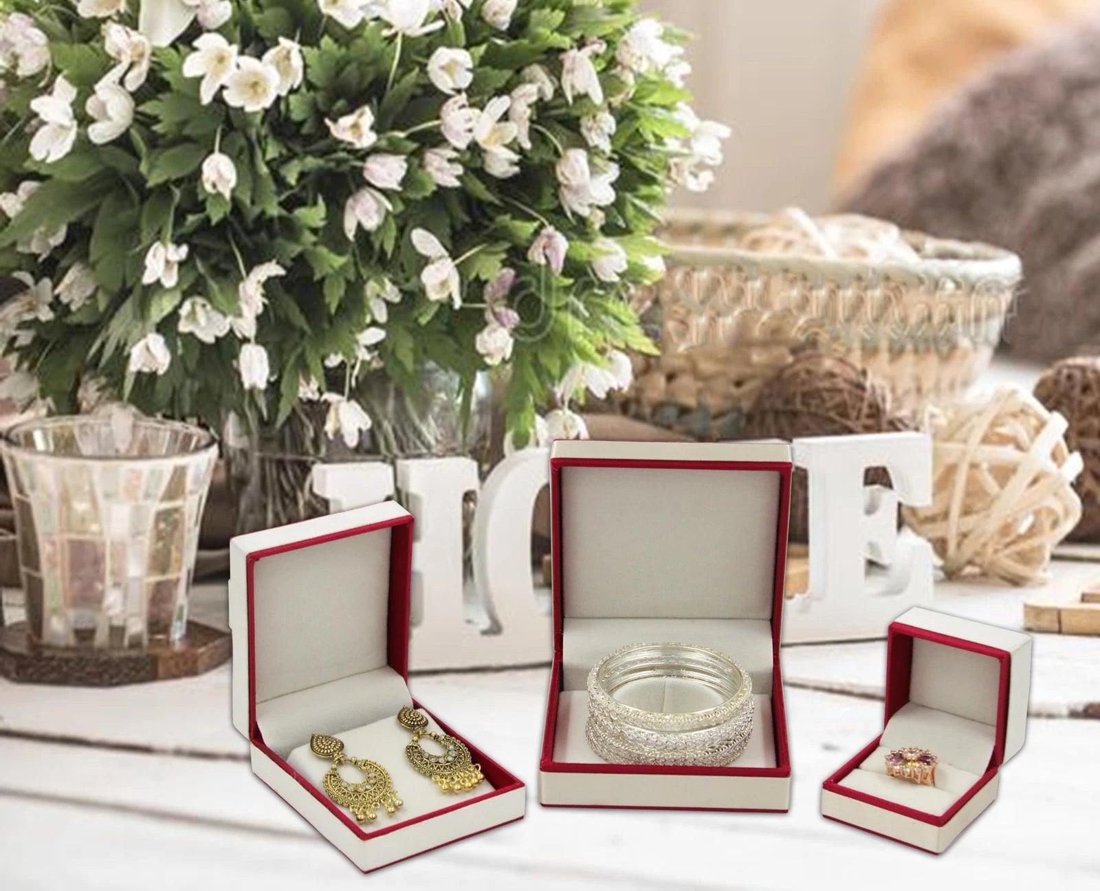 Satin Jewelry Ring Earring and Bangle Box Organizer Case Bracelet Holder Jhum... | eBay