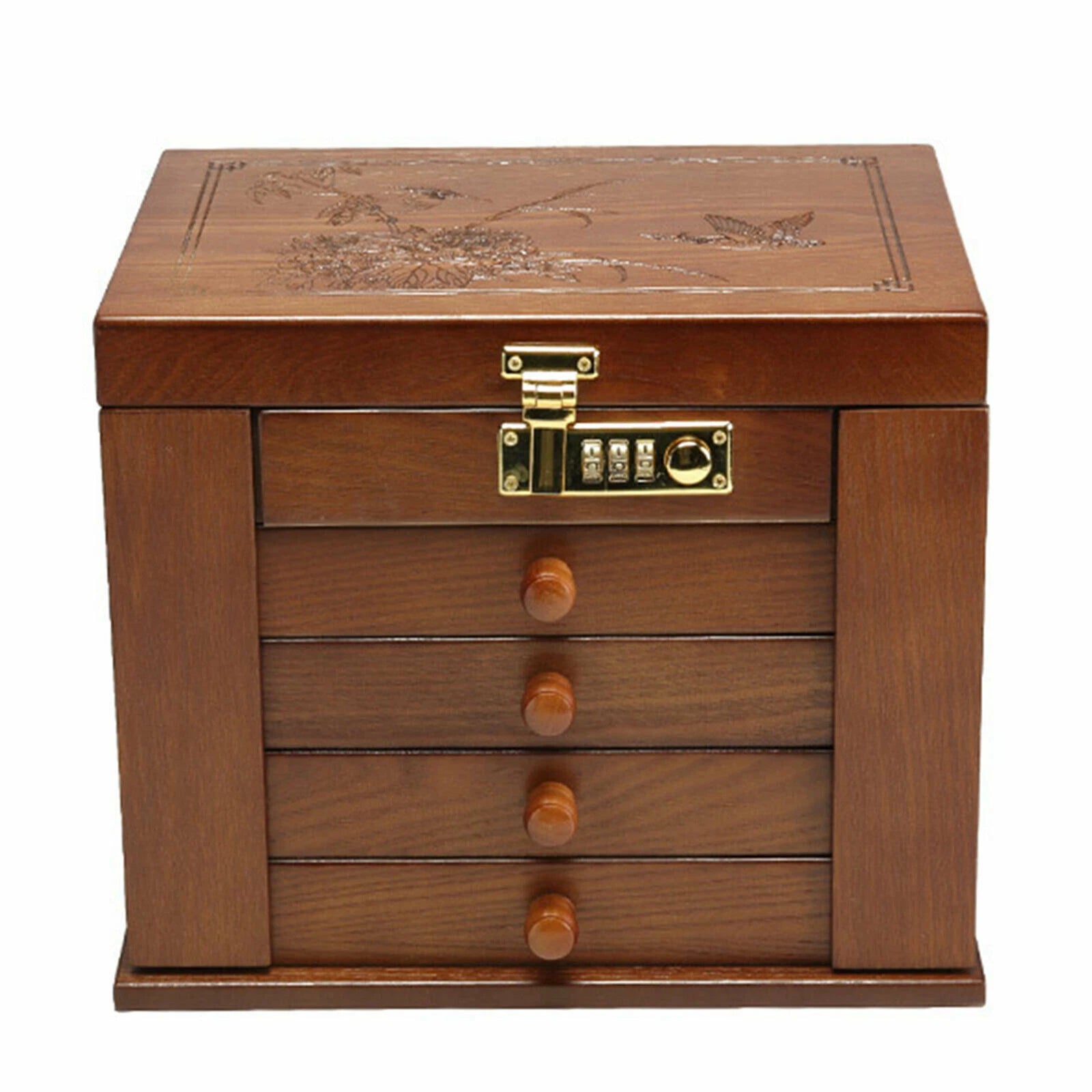 Elegant 5-Layer Wooden Jewelry Box with Velvet Lining and Secure Lock | eBay