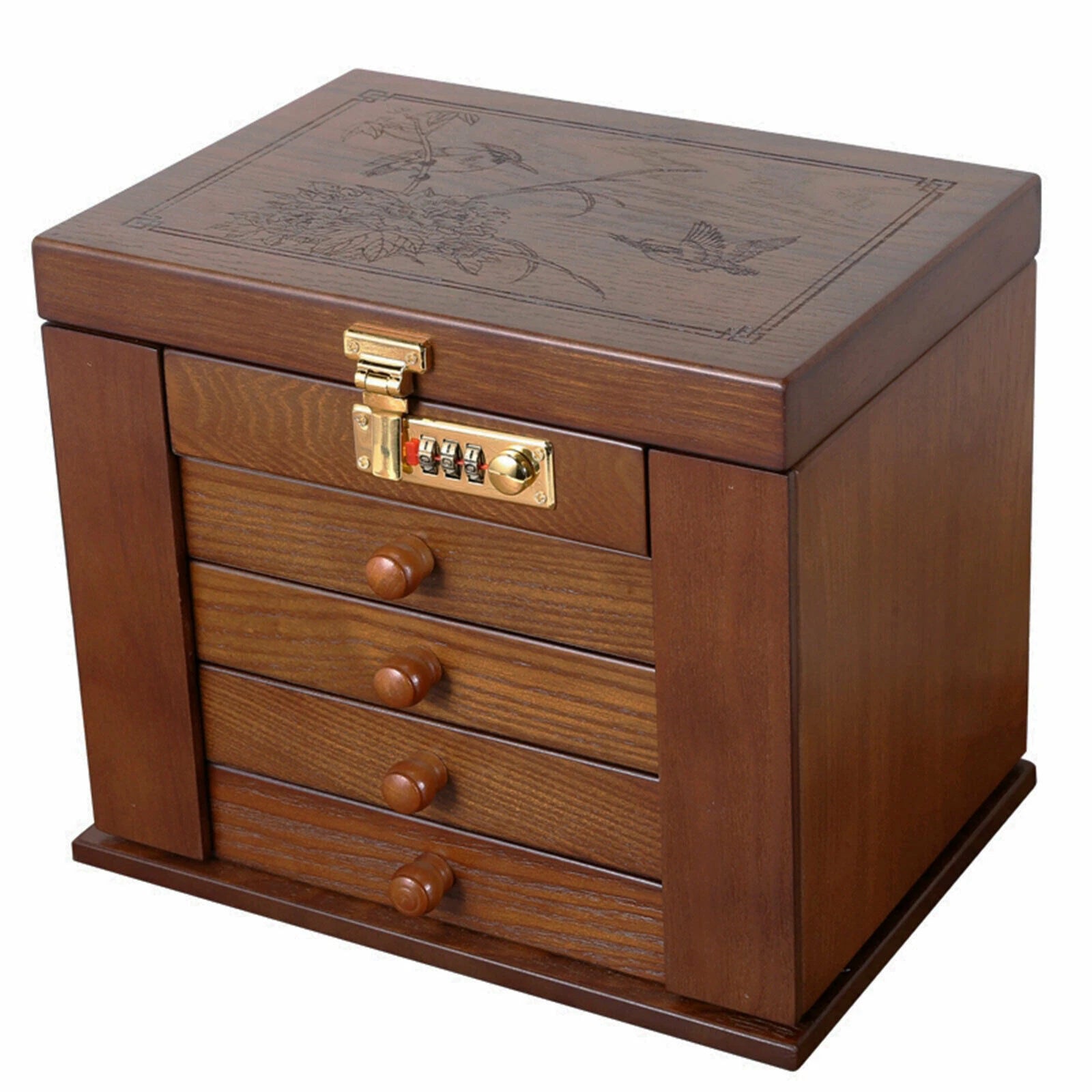 Elegant 5-Layer Wooden Jewelry Box with Velvet Lining and Secure Lock | eBay