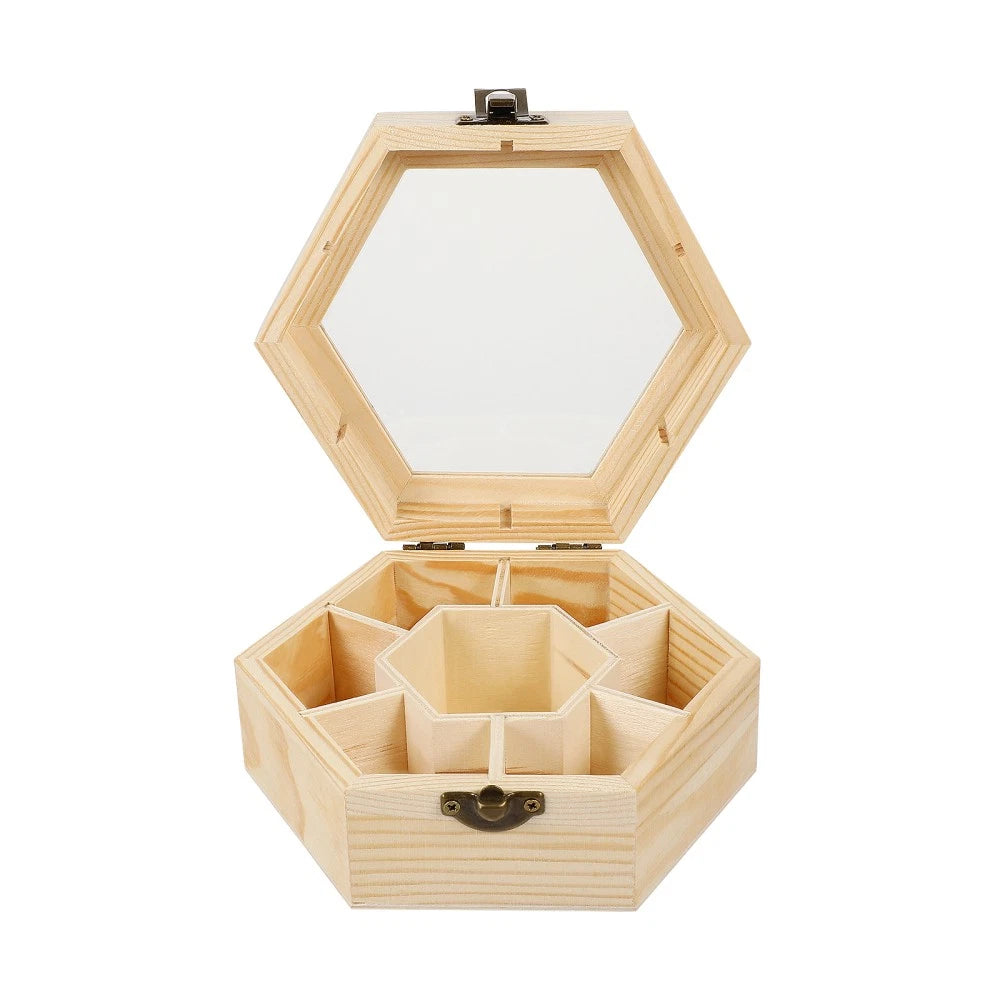 Makeup Case Jewelry Bead Organizer Storage Box Wooden Storage Chests | eBay