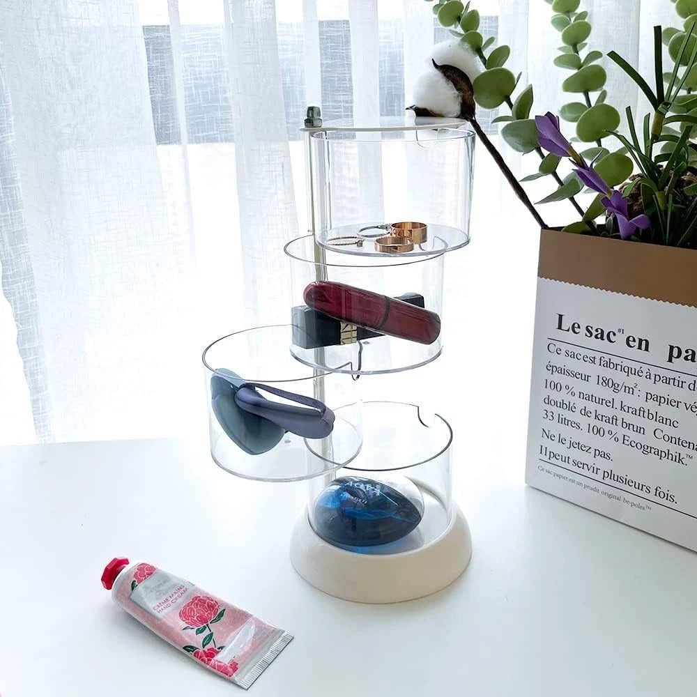 4-Layers Clear Jewelry Organizer, 360° Rotatable Small Cute Acrylic Jewelry Box | eBay