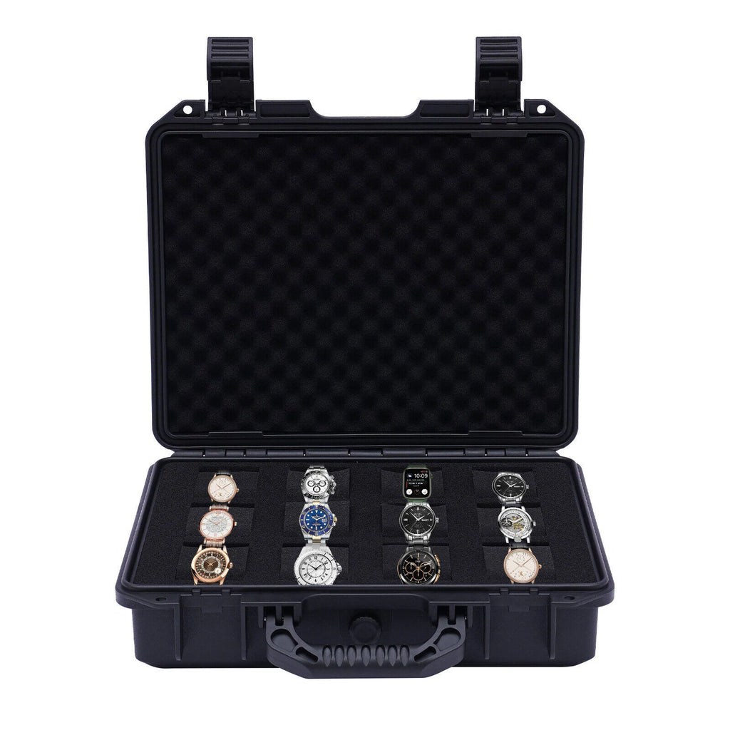 12-Slot Watch Travel Case Hard Shell Protection Organizer Jewelry Storage Box | eBay