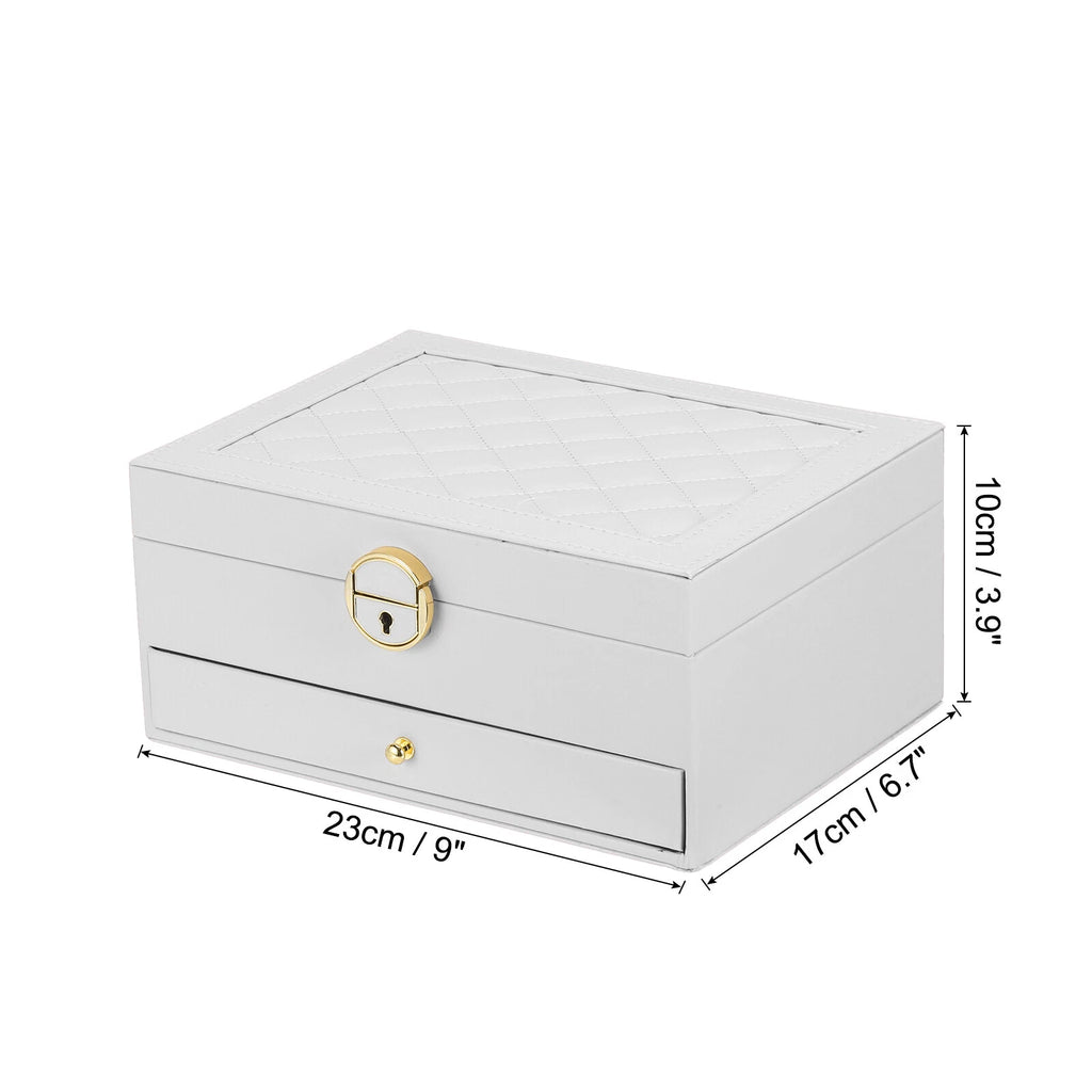 2 Layer Jewelry Box Organizer PU Leather Jewelry Storage Box for Necklace White | eBay