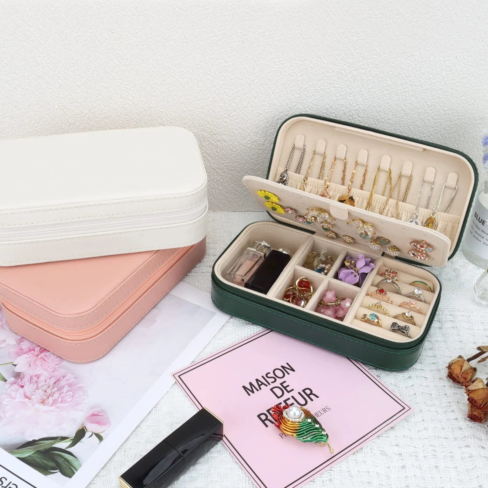 Travel Jewelry Box, PU Leather Portable Jewelry Case, Small Jewelry Boxes for... | eBay
