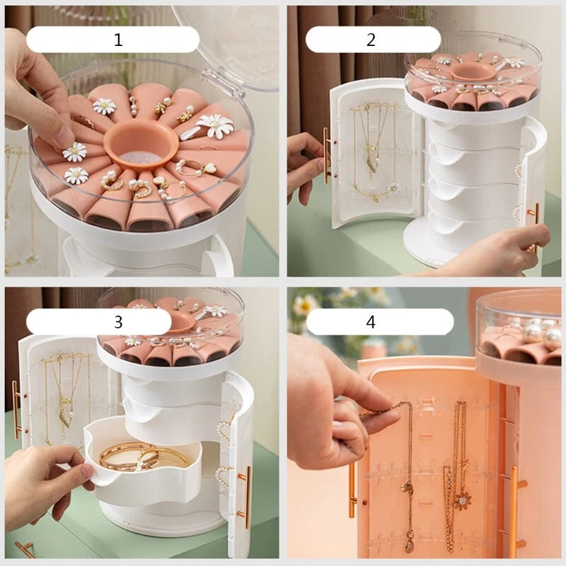 5 Layers Drawers Jewelry Box Double Door Necklaces Earrings Storage Organizer | eBay