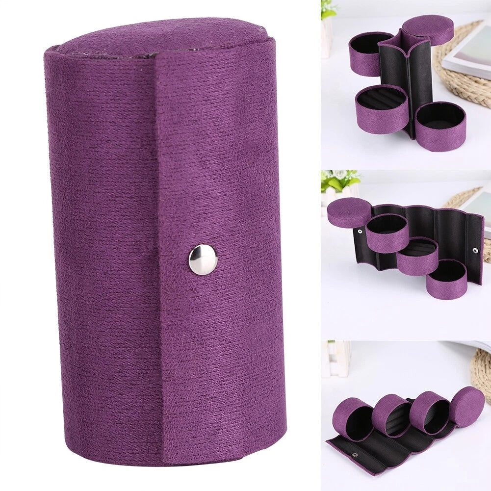 (Purple)Portable 3 Layers Cylinder Shaped Jewelry Storage Box Organizer For US | eBay