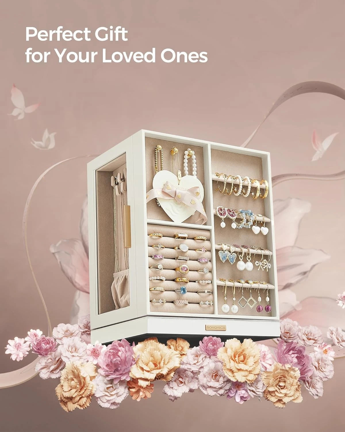 Jewelry Box 360° Rotating,Jewelry Storage Case with 5 Drawers, Jewelry Organizer | eBay
