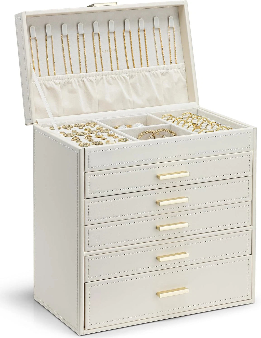 Jewelry Box Organizer,Large Jewelry Boxes for 5 Drawn,Pu Leather Jewelry Storage | eBay