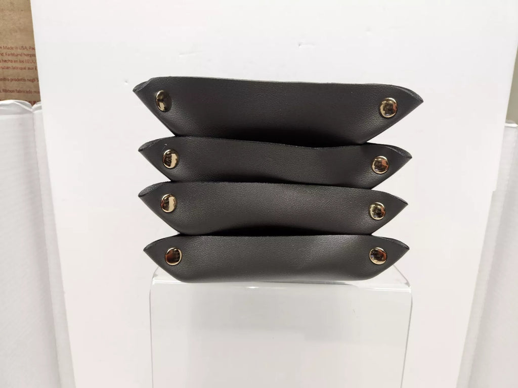 4 Gray- Leather Valet Tray Men Key Wallet Phone Jewelry Catchall Tray 6.5"X6.5" | eBay