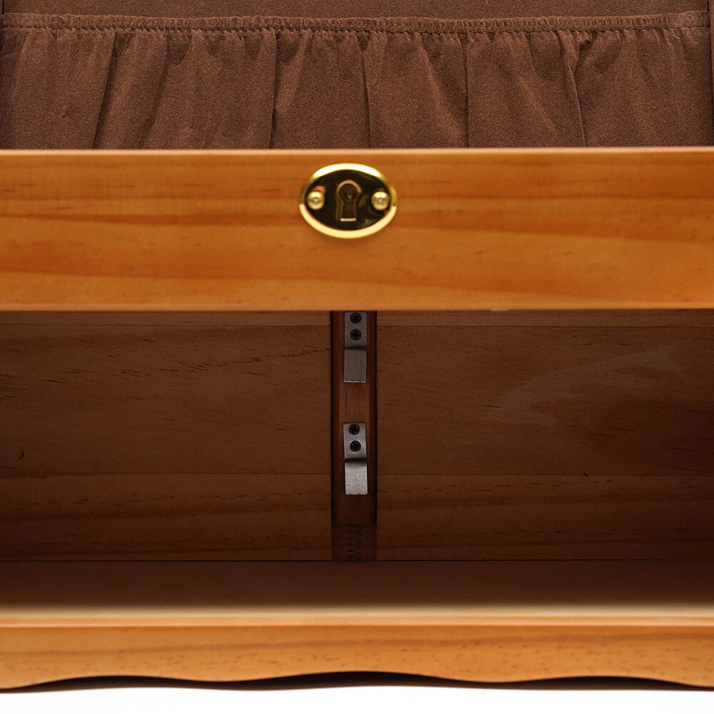 Large Capacity Wooden Jewelry Box 3 Layers + Safe Lock Retro Organizer Case | eBay