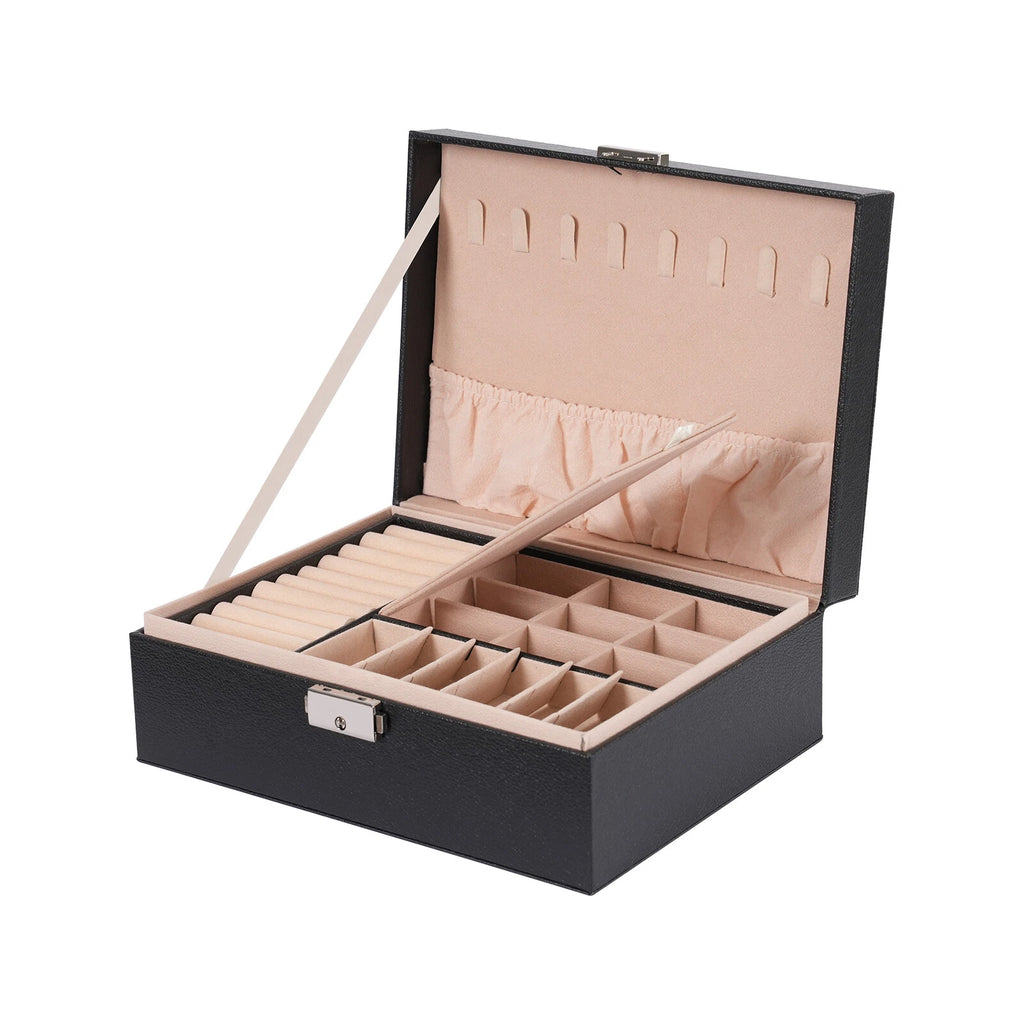 2Tier Portable Jewelry Box Organizer Watch Necklace Ornament Case Travel Storage | eBay