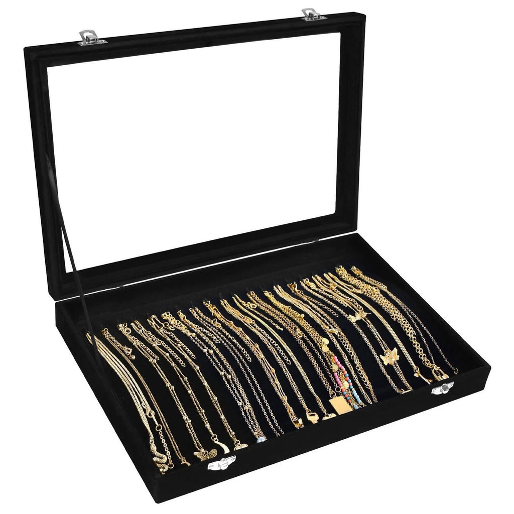 Necklace Organizer Box Premium 20 Hooks Velvet Necklace Display Jewelry Tray ... | eBay