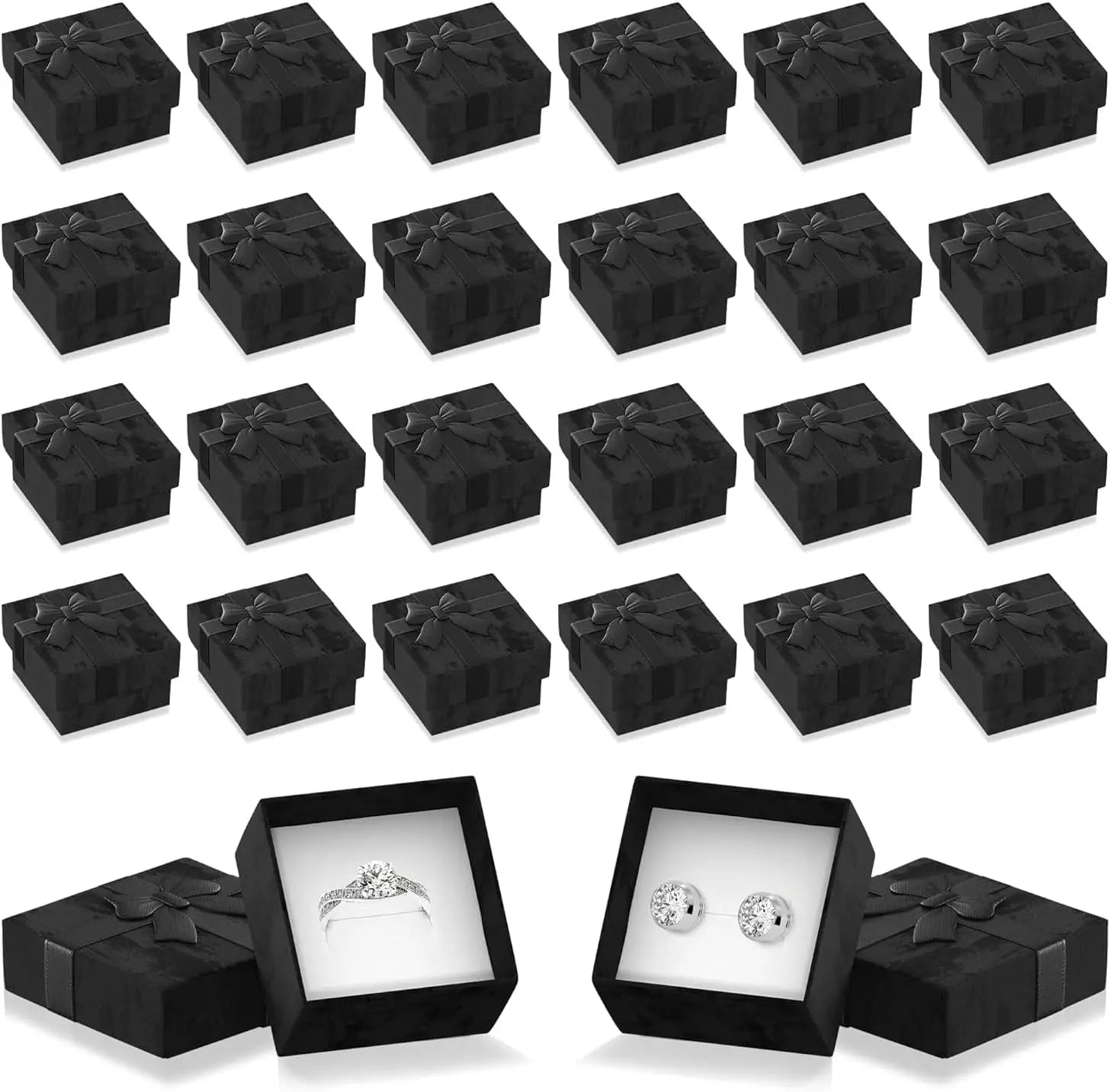 24Pcs Black Ring Boxes Bulk - Ring Jewelry Box Engagement Ring Holder Small Jewe | eBay
