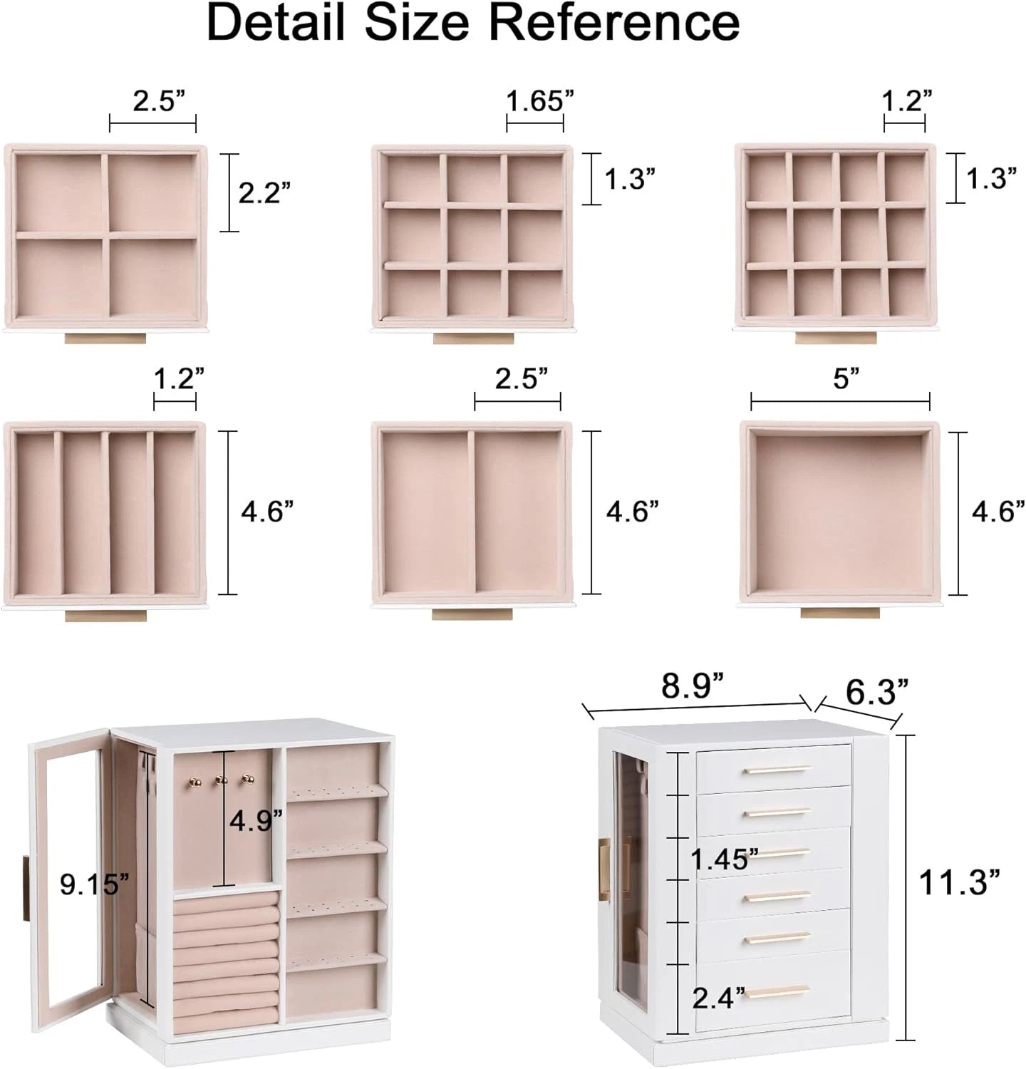 360° Rotating Jewelry Box,Pu Leather Jewelry Organizer with 6 Drawers,Large Jewe | eBay