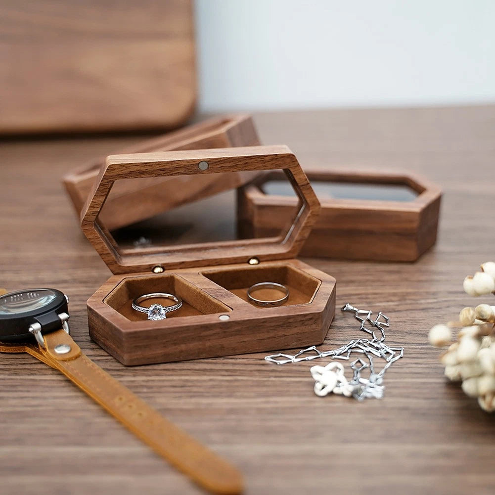 Wooden Box 2Slots Holder Box Travel Earrings Jewelry Storage Daily4161 | eBay