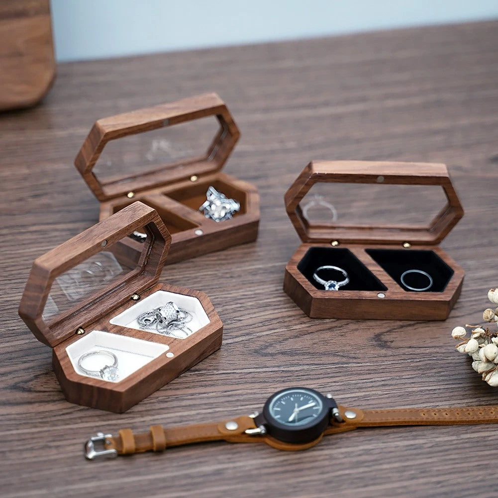 Wooden Box 2Slots Holder Box Travel Earrings Jewelry Storage Daily4161 | eBay