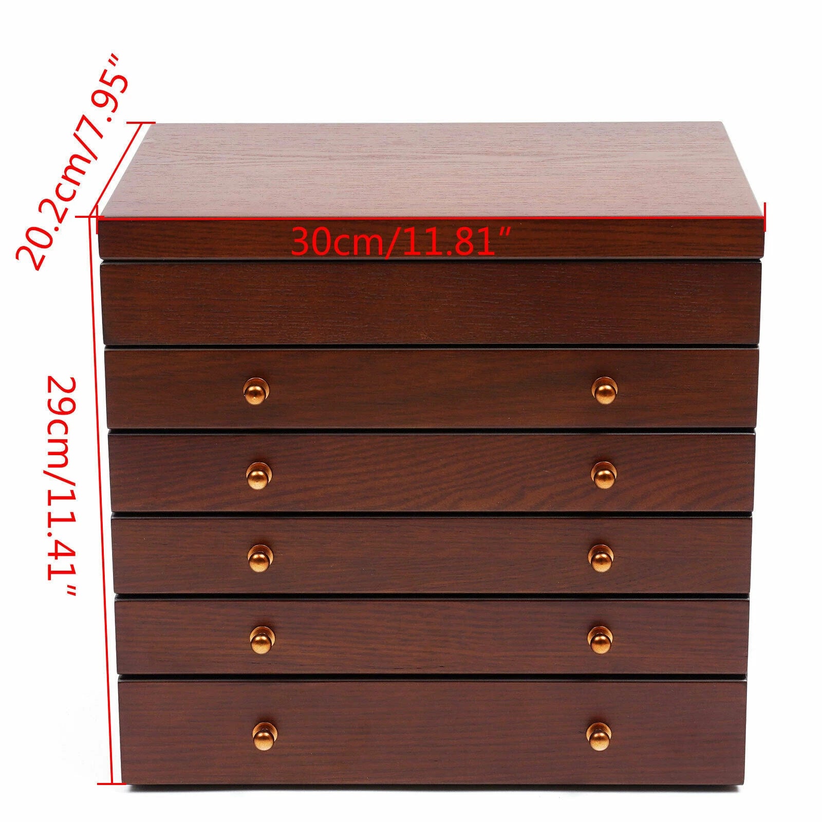 6-layer Wooden Jewelry Box Storage Box with Lock Mirror Brown Storage Box | eBay
