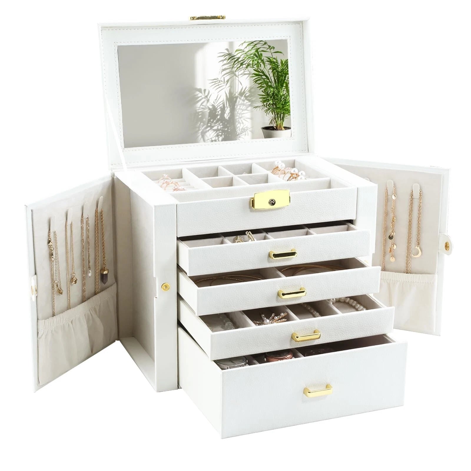 Jewelry Box for Women, 5-Layer Jewelry Organizers Box, Large Jewelry Storage ... | eBay