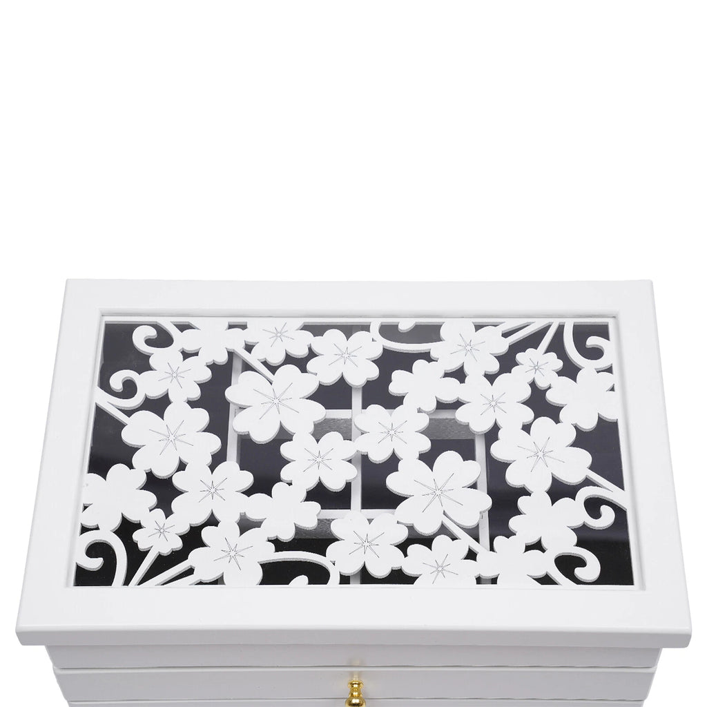 6 Layer White Jewelry Boxes Ring Necklace Storage Large-Capacity Wooden Box Case | eBay