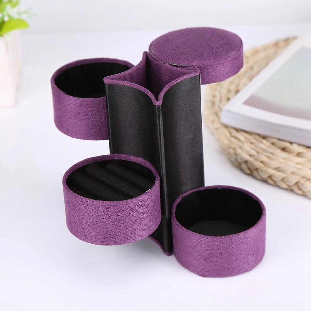 (Purple)Portable 3 Layers Cylinder Shaped Jewelry Storage Box Organizer For US | eBay